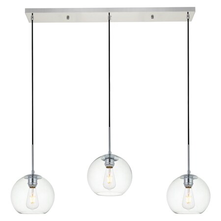 Living District Baxter 36 Inch 3 Lights Black Pendant With Clear Glass LD2236C